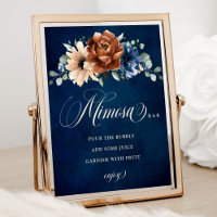 Terracotta Navy Blue Brautparty Mimosa Bar Sign