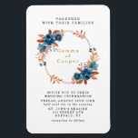 Terracotta Navy Blue Florals Wedite Magnet<br><div class="desc">Sie werden diese Aquarellblumen und Terracotta-Blattwerk-Blätter in einem goldgeometrischen Rahmen. Oder ein Kranz in den gleichen Farben. Auf der Rückseite sind Terrakotta und marineblau Aquarellfarbe.</div>