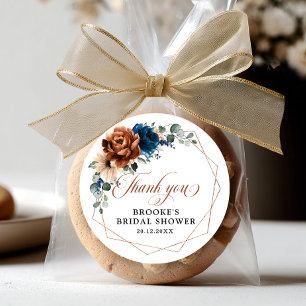 Terracotta Navy Blue Green Geometric Vielen Dank Runder Aufkleber