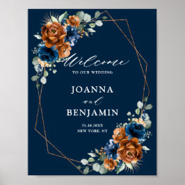 Terracotta Navy Blue Greenerity Wedding Welcome Po Poster