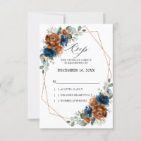 Terracotta Navy Blue Greenery Geometric Wedding RS