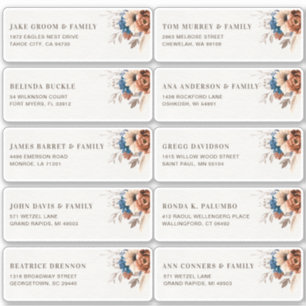 Terracotta Navy Blue Guest Name Aufkleber