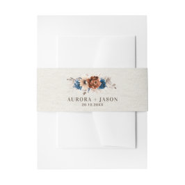 Terracotta Navy Blue Pampas Grass Rustikale Hochze Einladungsbanderole