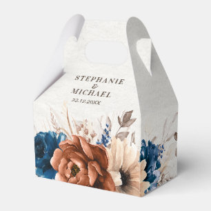 Terracotta Navy Blue Pampas Grass Rustikale Hochze Geschenkschachtel