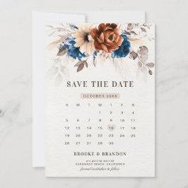 Terracotta Navy Blue Pampas Grass Rustikale Hochze Save The Date