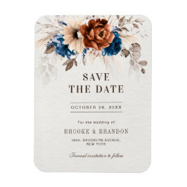 Terracotta Navy Blue Pampas Grass Save the Date Magnet