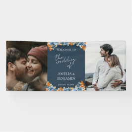 Terracotta Navy Blue Rust Foto Hochzeit Willkommen Banner