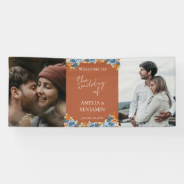 Terracotta Navy Blue Rust Foto Hochzeit Willkommen Banner