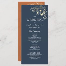 Terracotta Navy Blue Wedding Program Programm