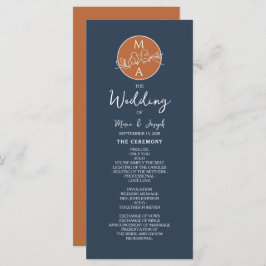 Terracotta Navy Blue Wedding Program Programm