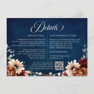 Terracotta Navy Greenery Burgundy Wedding Details Begleitkarte