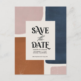 Terracotta navy moderne abstrakte typografie annou ankündigungspostkarte