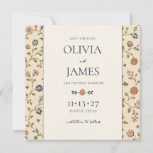 Terracotta Navy Patterned Floral Wedding