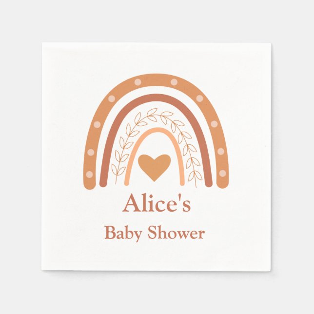 Terracotta Neutral boho Regenbogen Babydusche Serviette (Vorderseite)