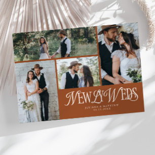 Terracotta Newlyweds Multi Foto Wedding Ankündigung