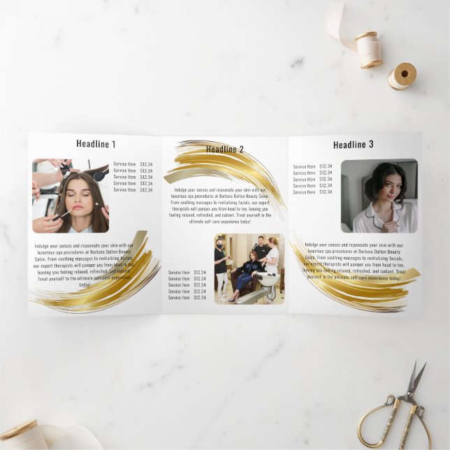 Terracotta Ocher Beige Gold Dreifach Gefaltete Karte (Innenseite)