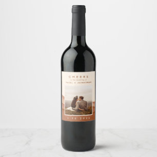 Terracotta Ombre   Boho Wedding Foto Wine Label Weinetikett