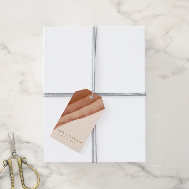 Terracotta Ombre | Minimalistisch Boho Geschenkanhänger (Mit Garn)