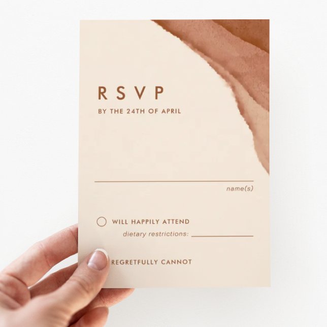 Terracotta Ombre | Minimalistisch Boho Wedding RSVP Karte (Von Creator hochgeladen)
