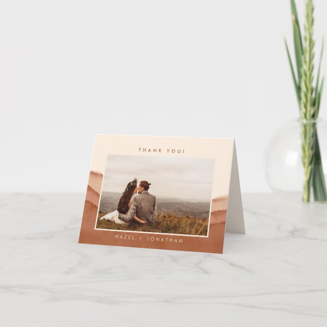 Terracotta Ombre | MINIMALISTISCHES FOTO Dankeskarte (Vorderseite)