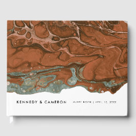 Terracotta Orange & Aquamarines Minimalistisches M Gästebuch