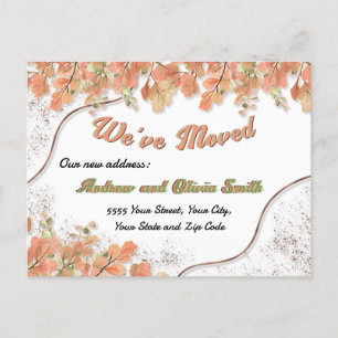 Terracotta Orange Blätter Rusty Foil Moving Addres Postkarte
