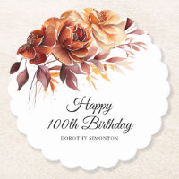 Terracotta Orange Fall Blume 100. Geburtstag