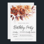 Terracotta Orange Fall Blume 60. Geburtstag Einladung<br><div class="desc">Elegante Terracotta-orange Aquarellfarben schaffen eine feine Blumenstruktur,  die sich über die gesamte Geburtstagseinladung erstreckt. Ein einfaches Skript verleiht ihm ein modernes Ambiente.</div>
