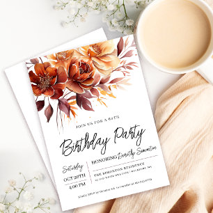 Terracotta Orange Fall Blume 60. Geburtstag Einladung