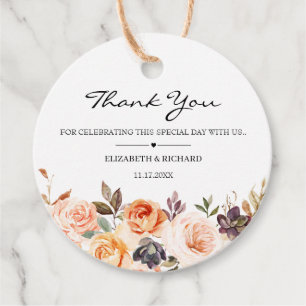 Terracotta Orange Gold Blume Hochzeit Geschenkanhänger