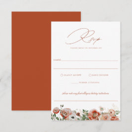 Terracotta Orange Herbstblütenhochzeit RSVP Karte
