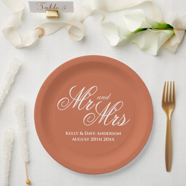 Terracotta orange Hochzeitsplatte Pappteller (Hochzeit)