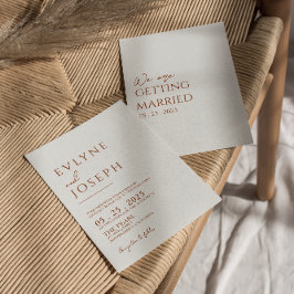 Terracotta Orange Minimalistisch Boho Rust Wedding Einladung