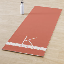 Terracotta Orange Red Modern Simple Monogram Name Yogamatte
