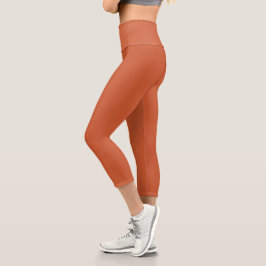 Terracotta Orange Solid Color Warm & Earthy Design Capri Leggings
