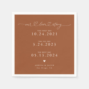 Terracotta Our Liebe Story Script Hearts Wedding Serviette