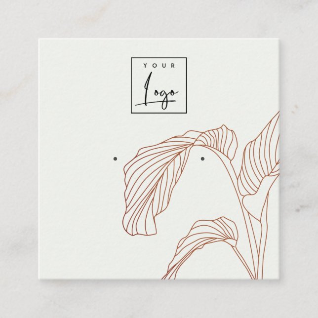 Terracotta Palm Blätter Sketch Earring Display Quadratische Visitenkarte (Vorderseite)