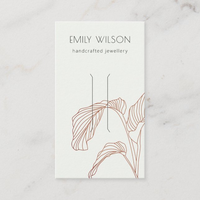 Terracotta Palm Leafy Sketch Haare Clip Display Visitenkarte (Vorderseite)