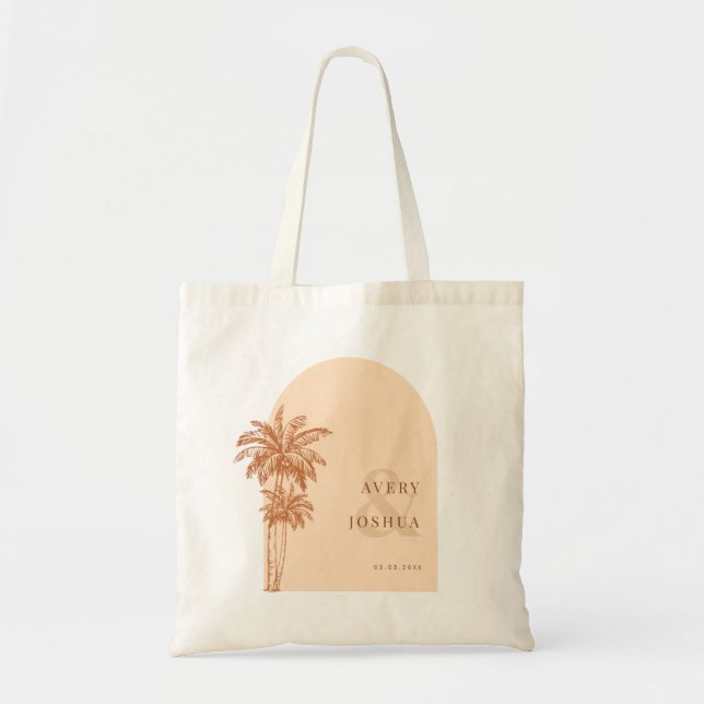 Terracotta Palm Trees Ampersand Boho Gastgeschenk  Tragetasche (Vorne)
