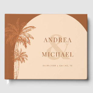 Terracotta Palm Trees & Ampersand Strand Hochzeit Gästebuch