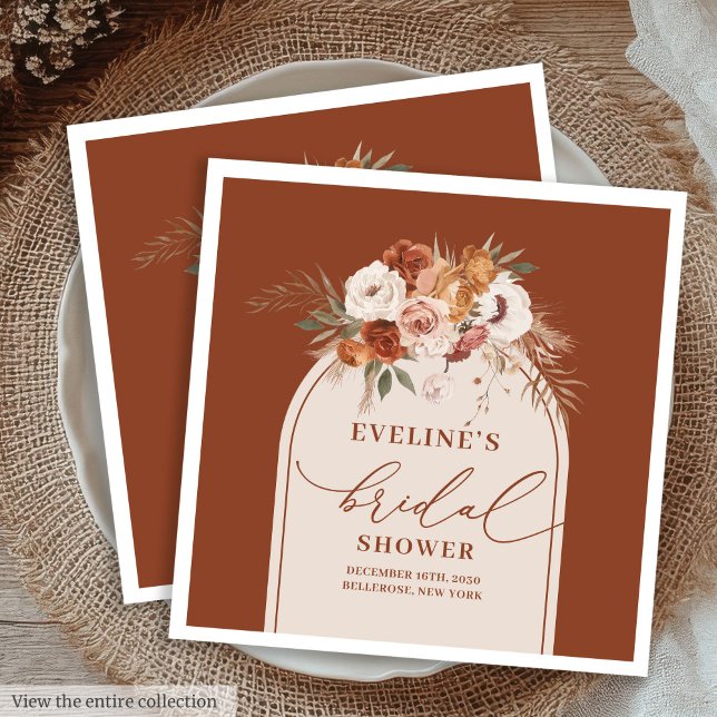 Terracotta Pampas Boho Napkins für Brautparty Serviette (Terracotta Pampas Boho Napkins for Bridal Shower)