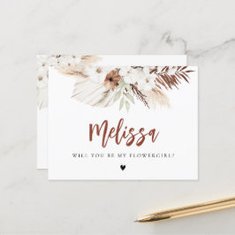 Terracotta Pampas Gras werden Sie mein Blumenmädch Postkarte