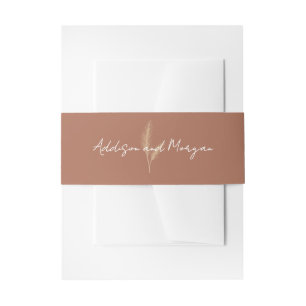 Terracotta Pampas Grass Boho Personalisiert Weddin Einladungsbanderole