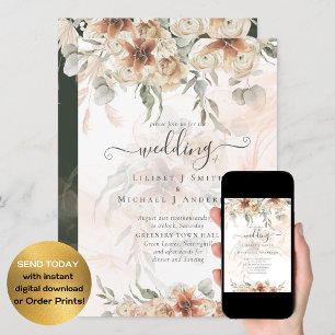 Terracotta Pampas Grass BOHO Wedding Einladung