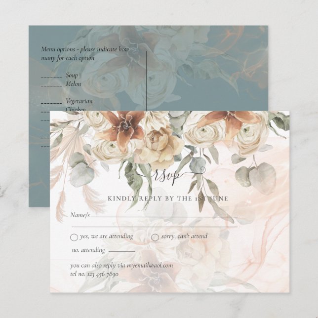 Terracotta Pampas Grass BOHO Wedding Postkarte (Vorne/Hinten)