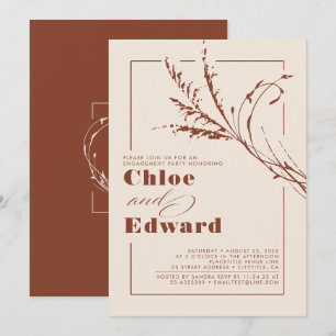 Terracotta Pampas Grass Modern Engagement Party Einladung