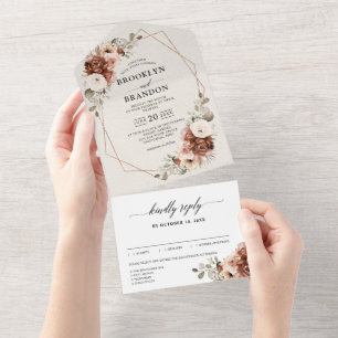 Terracotta Pampas Grass Rustikale geometrische Hoc All In One Einladung