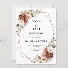 Terracotta Pampas Grass Rustikale geometrische Hoc Save The Date