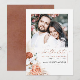 Terracotta Pampas Grass Save the Date Foto