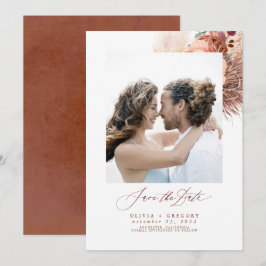 Terracotta Pampas Grass Save the Date Foto